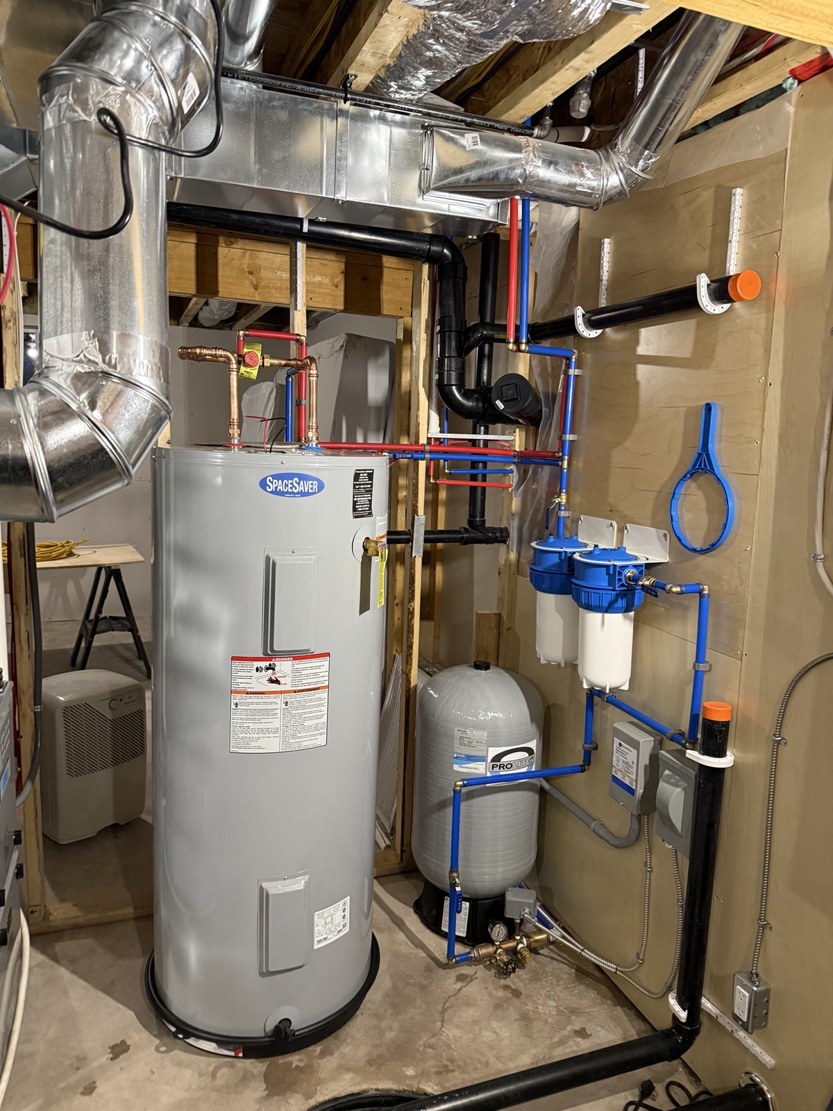 Water heater and water treatment equipment installation